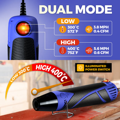 Dual Temp Heat Gun Blue/Black